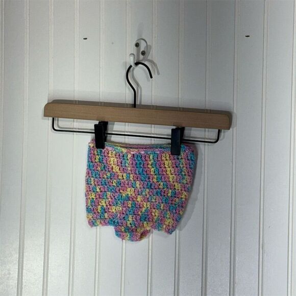 Handmade Baby Crochet Top & Bloomers Rainbow Pastel Sparkle 0–6M Cottagecore - Picture 7 of 9